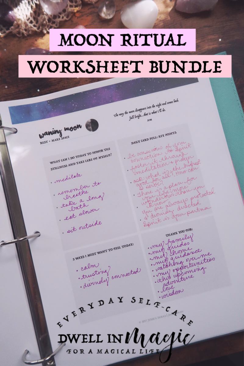 One of my favorite worksheet bundles to use during my alone time is the moon ritual sheets