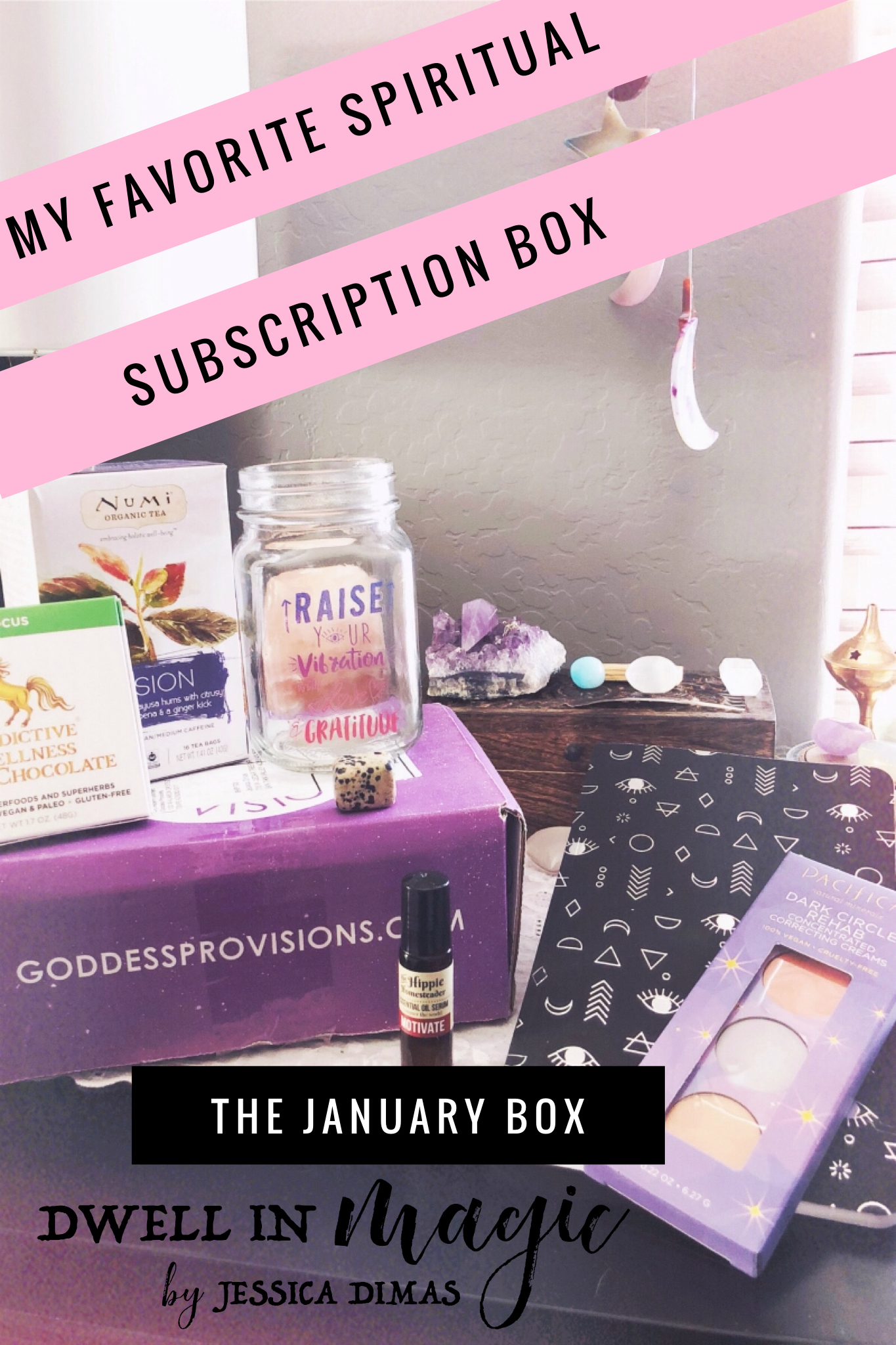 Everything I received and loved in the January 2018 box from Goddess Provisions #subscriptionbox #spiritualsubscriptionbox #witchythings #witchyblog #selfcare #moonmagic #spiritualblog 
