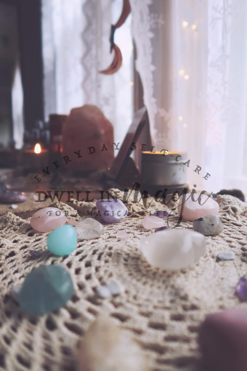 Crystal healing, witchy self-care routine