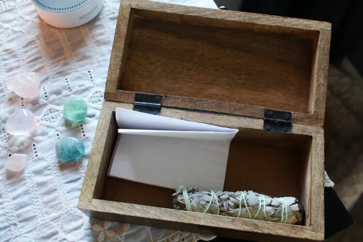 Box to hold spiritual items in sacred space altar