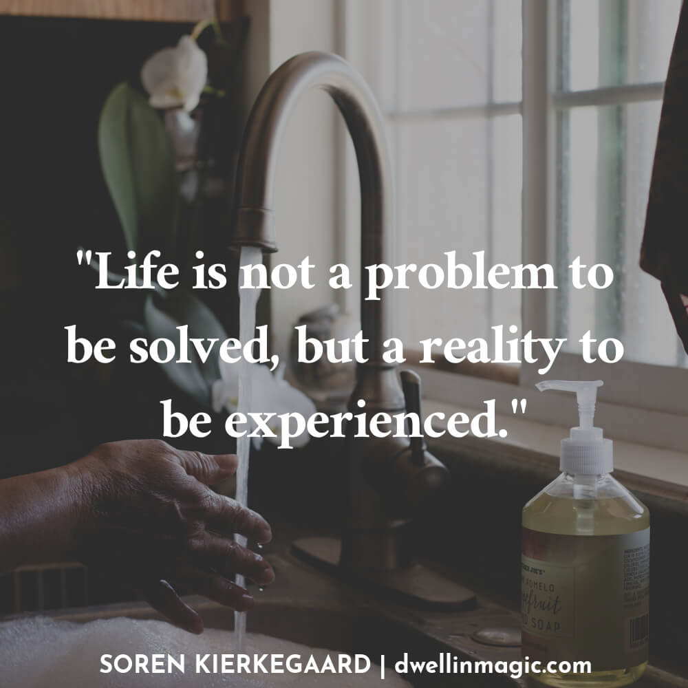 Life is not a problem to be solved, but a reality to be experienced. - Soren Kierkegaard 
